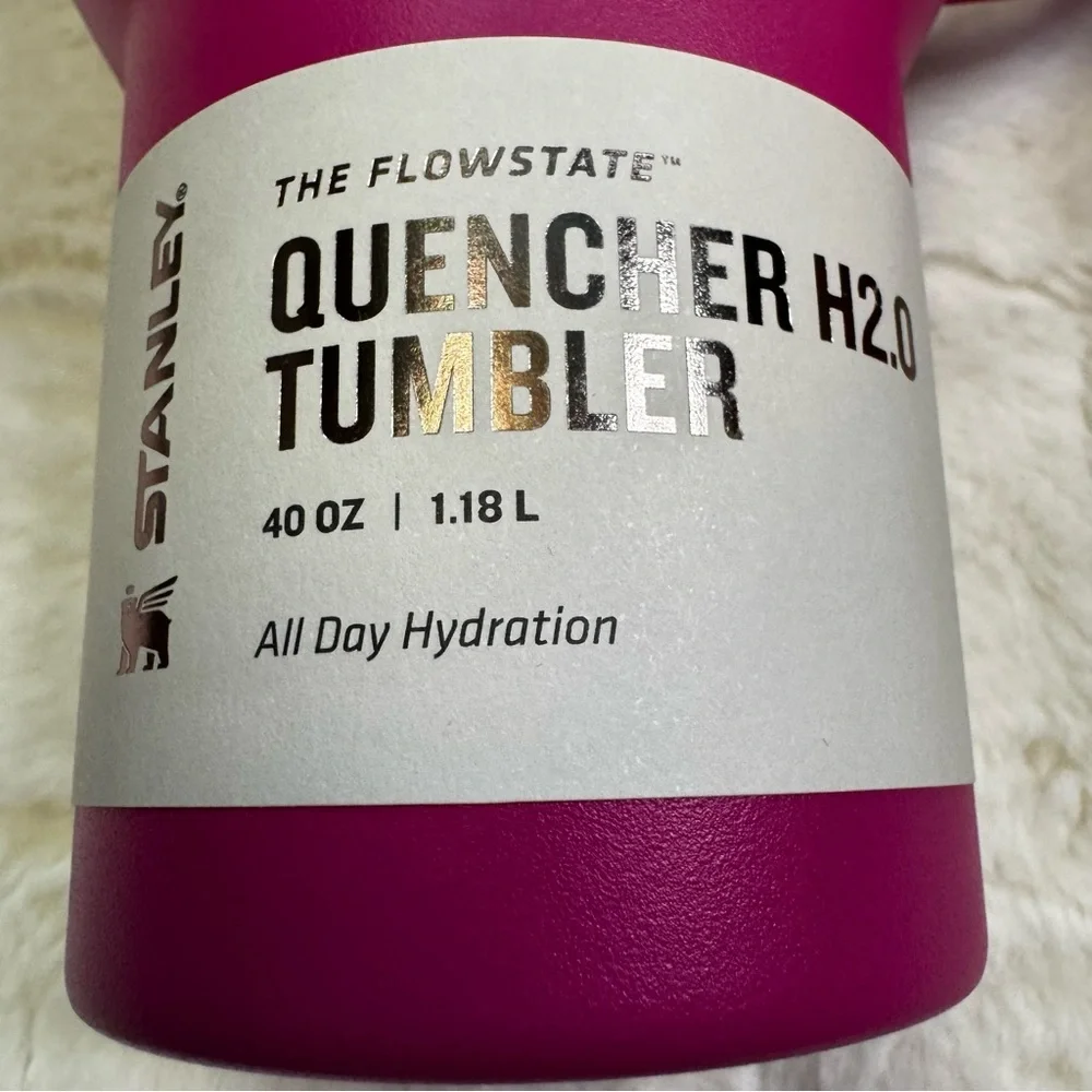 Stanley Fuchsia Pink The Flowstate Quencher H2.O Tumbler 40 oz  3 Position Lid - Picture 4 of 8